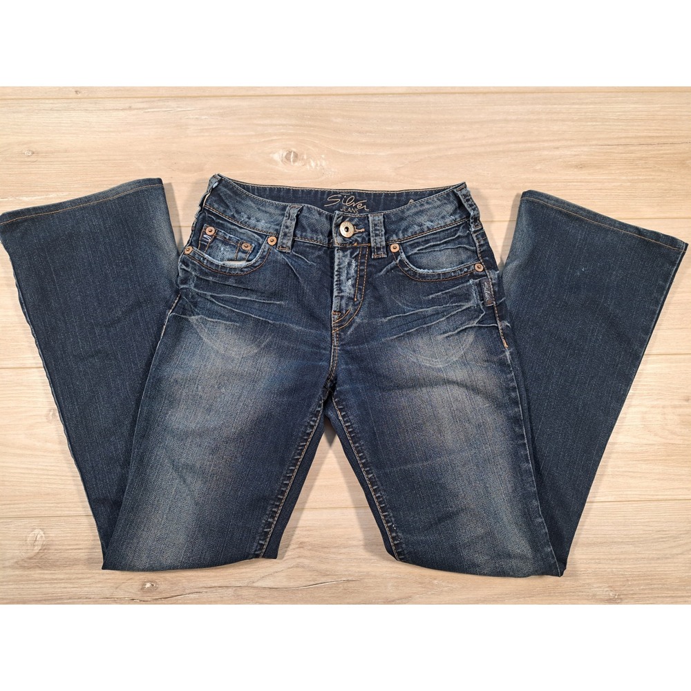 Silver Jeans Y2K Suki Mid Rise Bootcut Dark Wash Denim Jeans 27/32 Actual 26x29